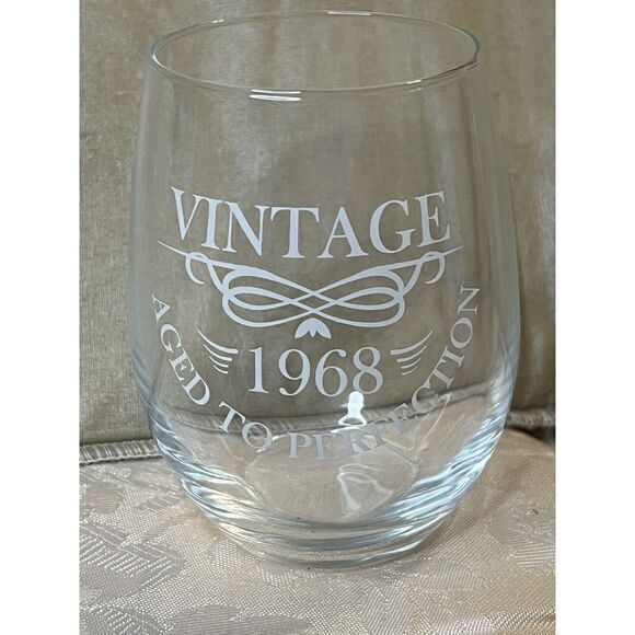 Other - Vintage 1968 Aged To Perfection Wine Glass 55th Birthday Gift Or 56th Or Xmas